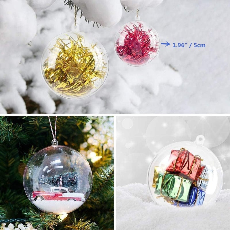 AGM 20Pcs 1.97'' Clear Plastic Fillable Ornaments Ball, AGM DIY Plastic Christmas Tree Hanging Ornaments Ball, 50MM Decoration Crafts for New Years Present, Holiday, Wedding, Party Home Decor - Image 5